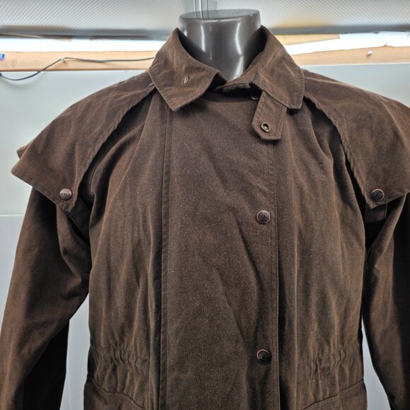 Outback Trading Co Bush Trader Duster Coat Mens Brown Waxed Oilskin Western Sz S - Picture 3 of 16